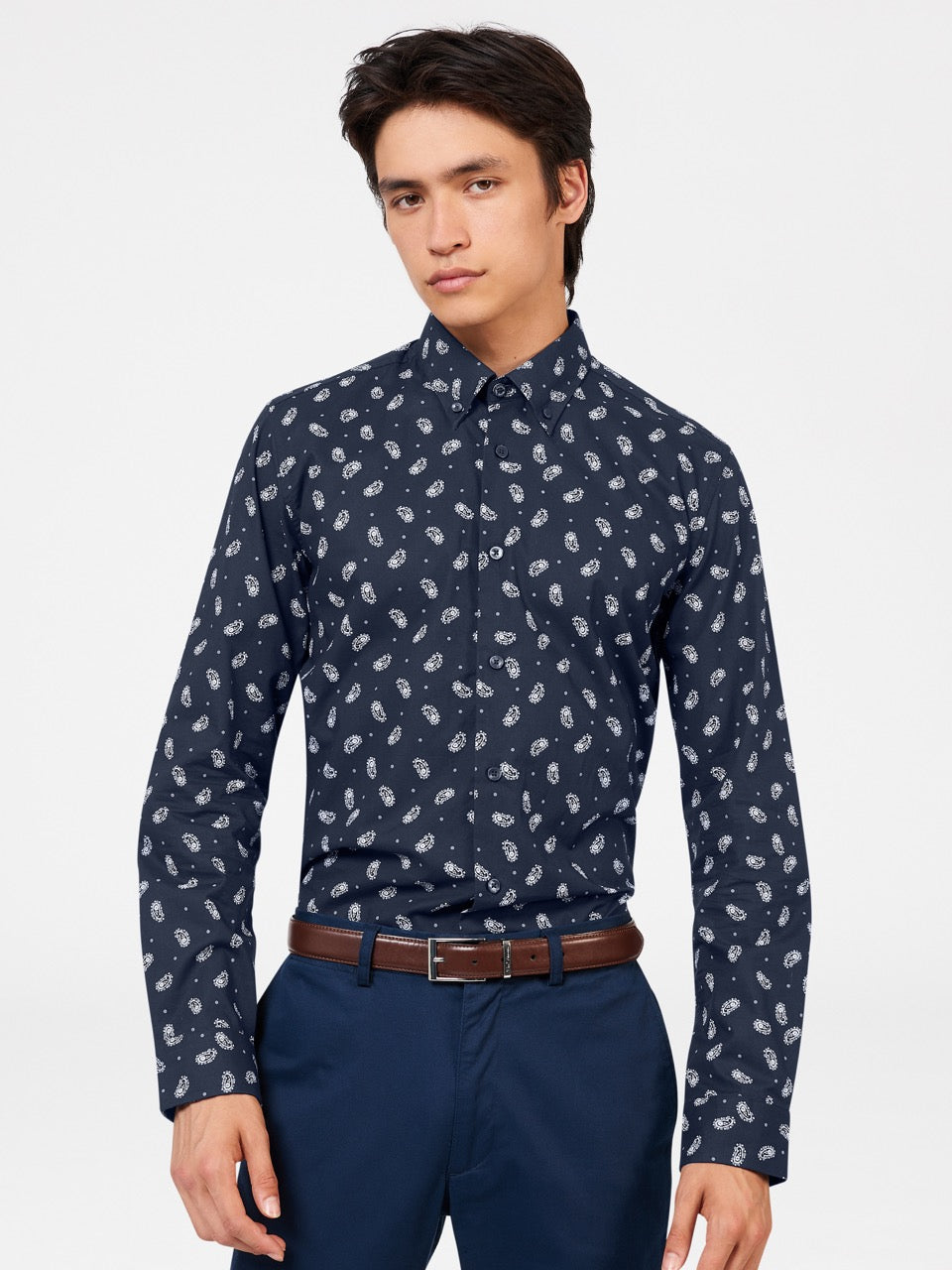 Ben Sherman Micro Paisley Shirts Navy | TNMVDQP-25