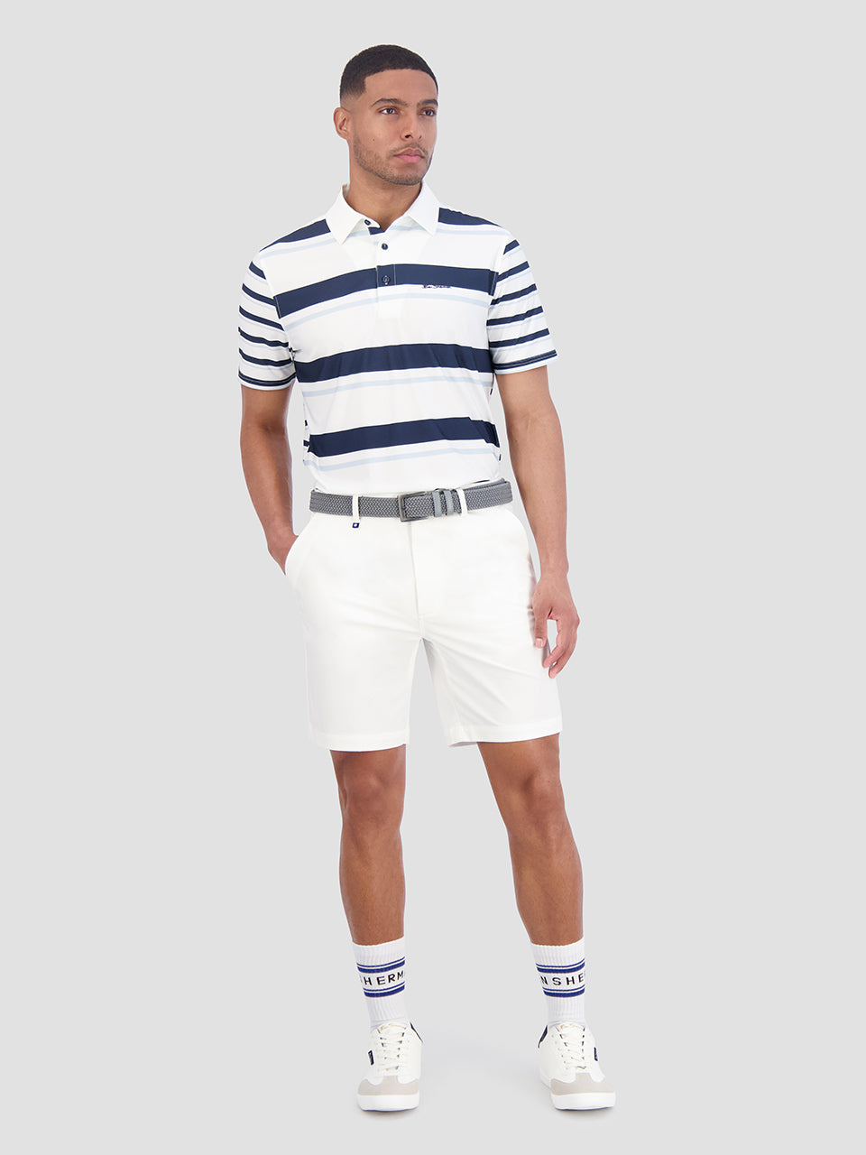 Ben Sherman Mixed Mod Stripes Tech Jersey Sports Fit Polo Shirts Blue | QFAXETC-89