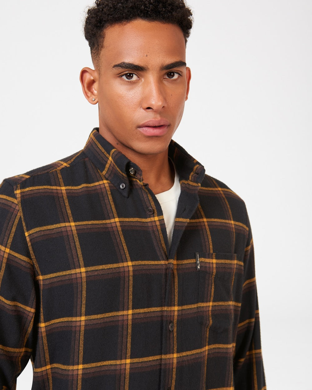 Ben Sherman Oversized Brushed Check Shirts Black | JWSKOMZ-04