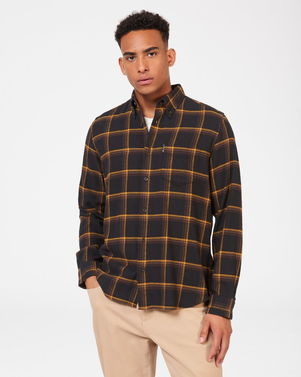 Ben Sherman Oversized Brushed Check Shirts Black | JWSKOMZ-04