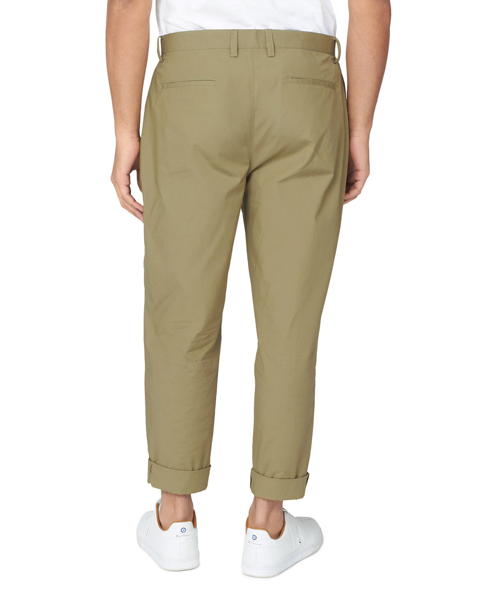 Ben Sherman Poplin Relaxed-Taper Pleated Pants Olive | PETSQIF-42