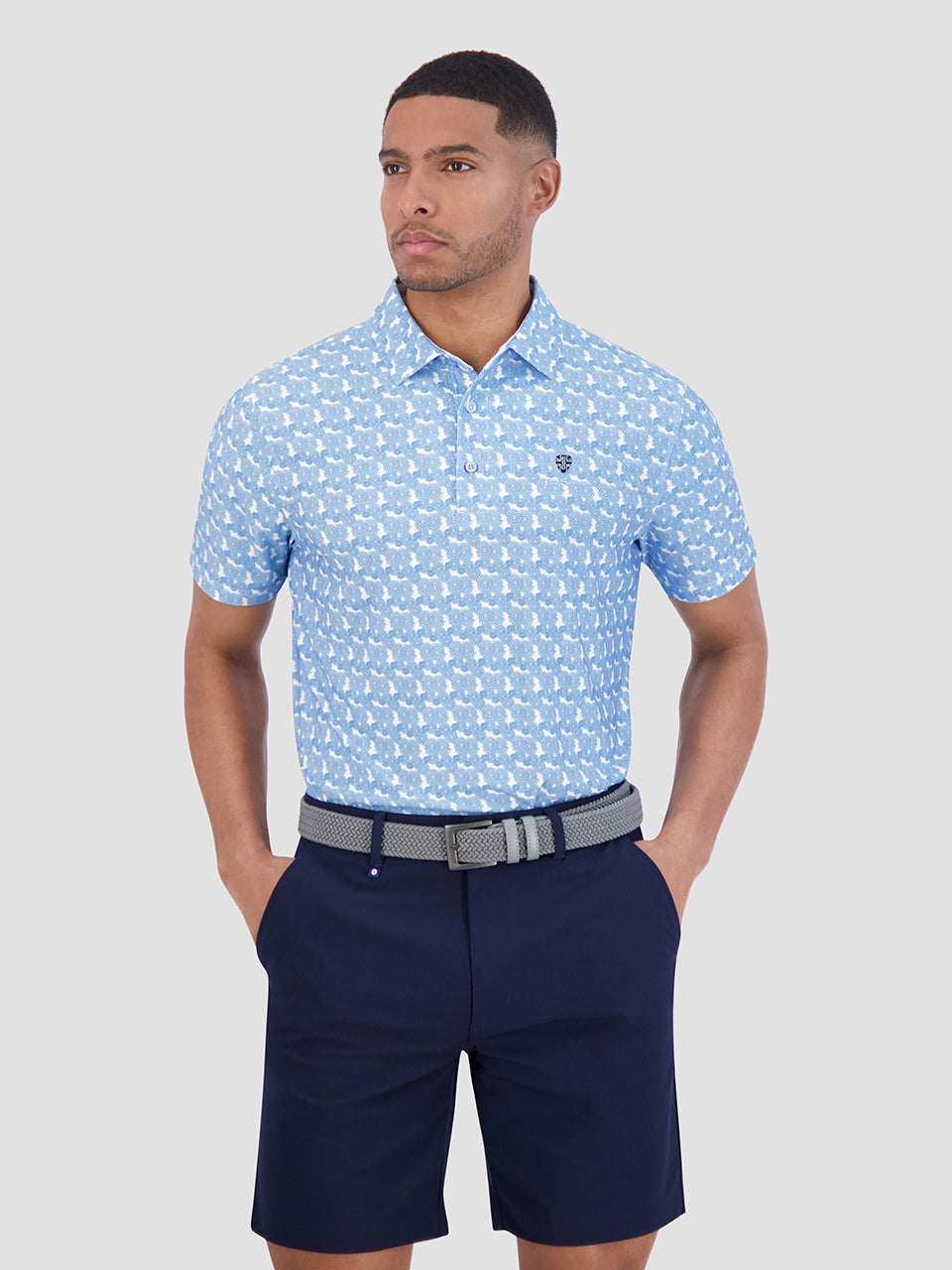 Ben Sherman Psychedelic Helmet Tech Jersey Sports Fit Polo Shirts Blue | NVXLUFO-89