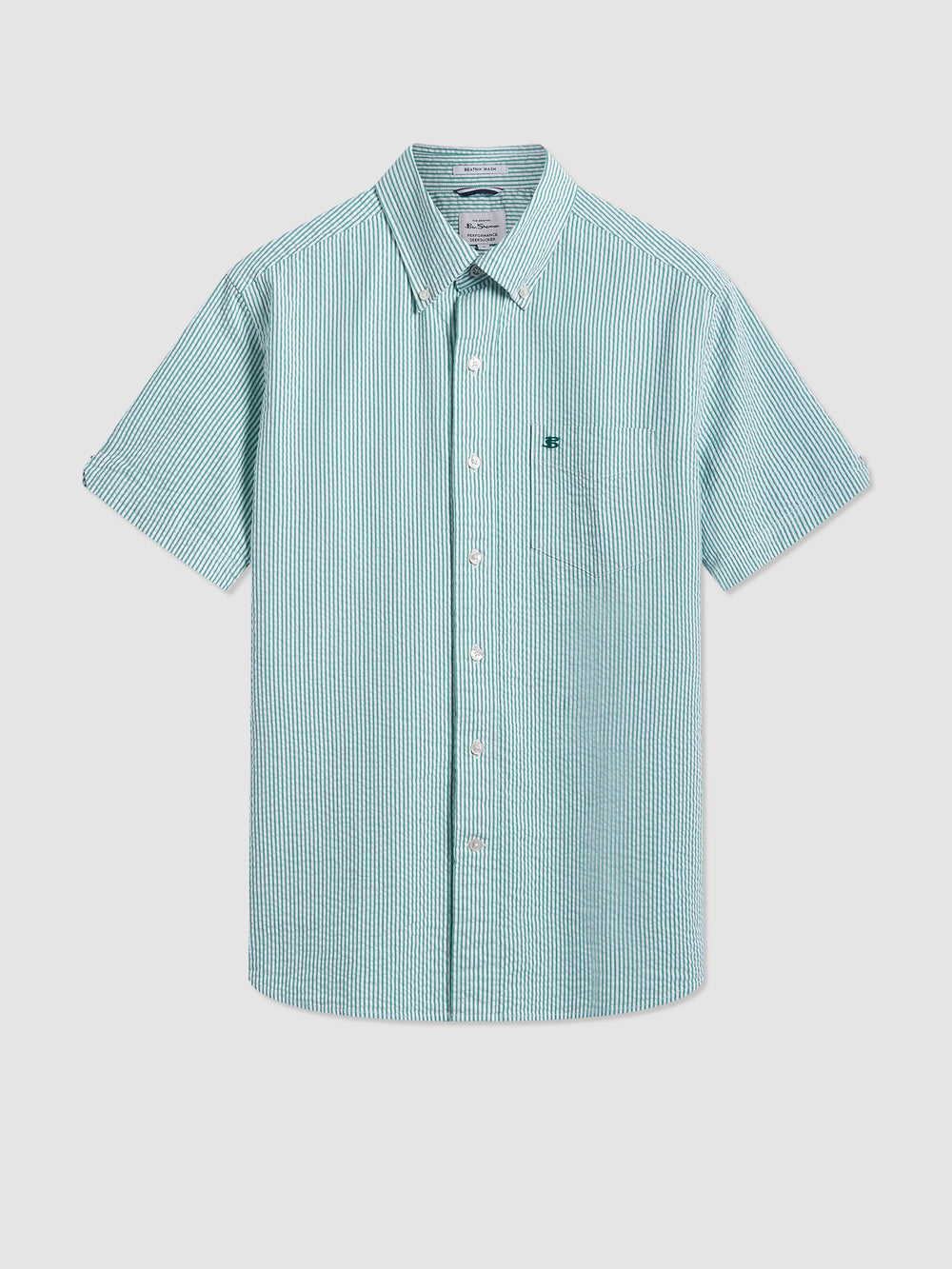 Ben Sherman Seersucker Bengal Stripe Shirts Green | YOASGQN-68