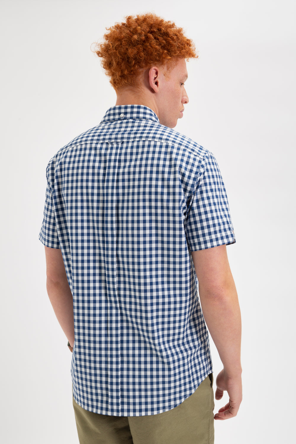 Ben Sherman Short Sleeve House Poplin Gingham Shirts Navy / Olive | MSCNAZQ-86