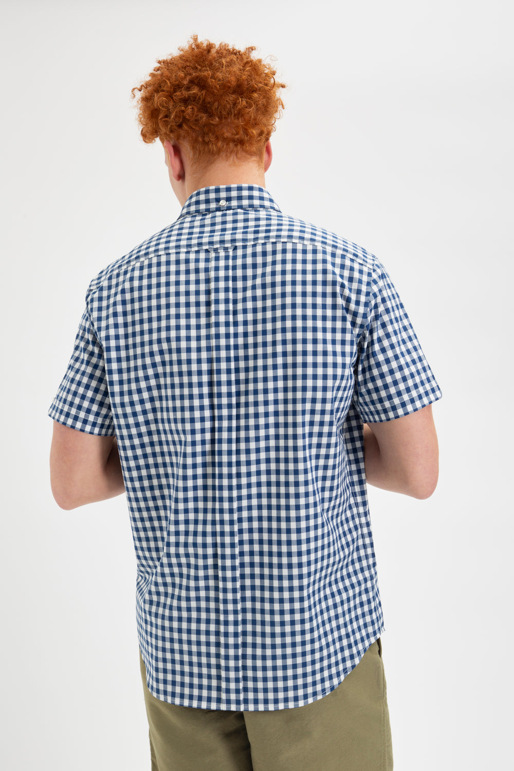 Ben Sherman Short Sleeve House Poplin Gingham Shirts Navy / Olive | MSCNAZQ-86