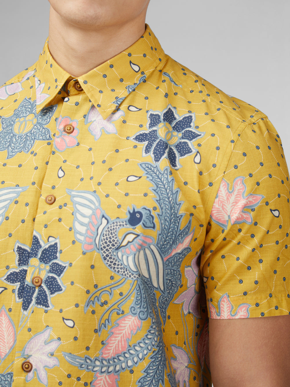 Ben Sherman Signature Abstract Botanical Print Shirts Yellow | POLKZYB-06