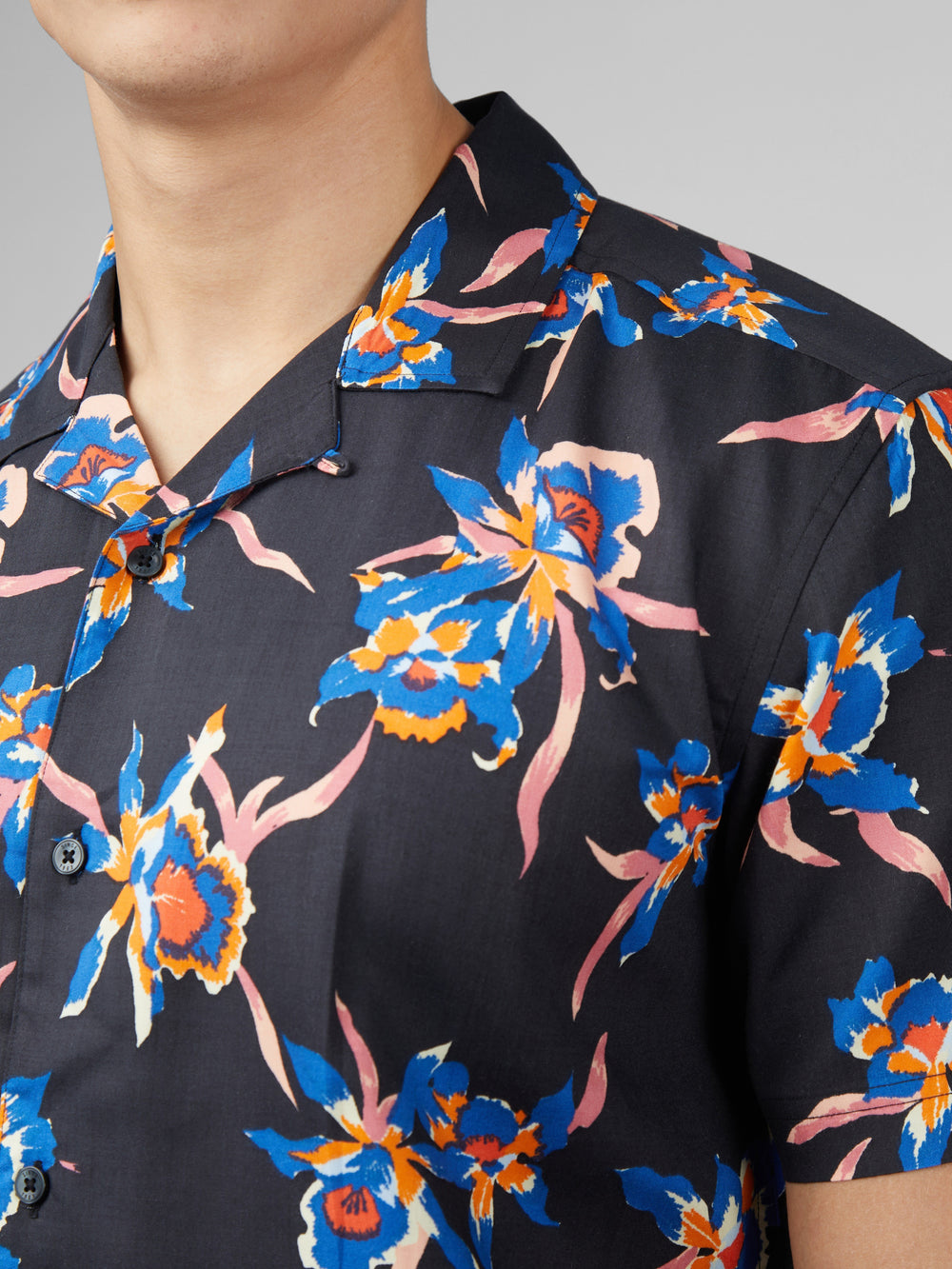 Ben Sherman Signature Botanical Print Shirts Black | GOISYTP-48