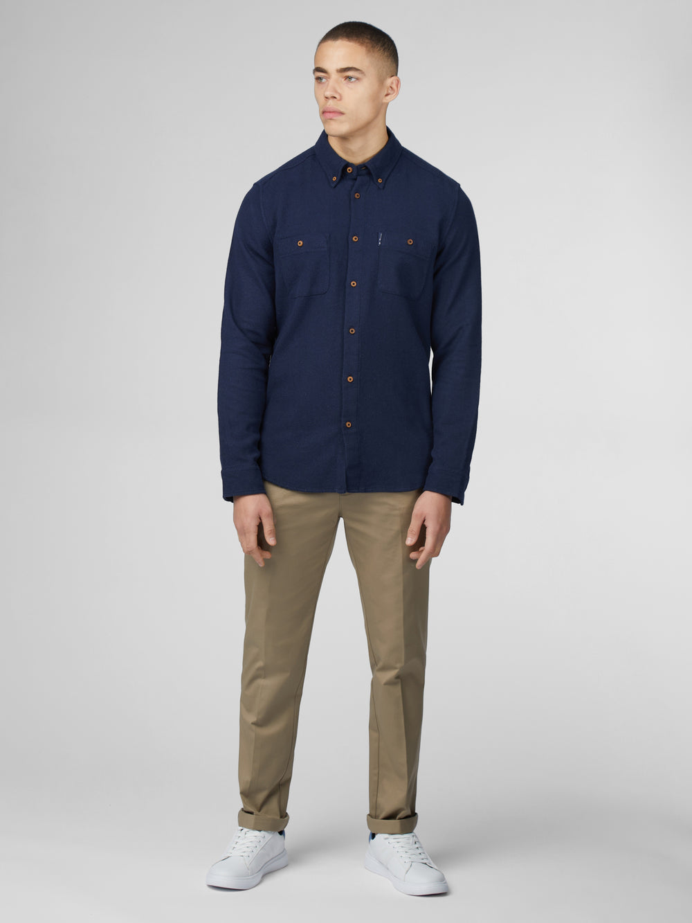 Ben Sherman Signature Boucle Shirts Navy | LUMQBKN-02