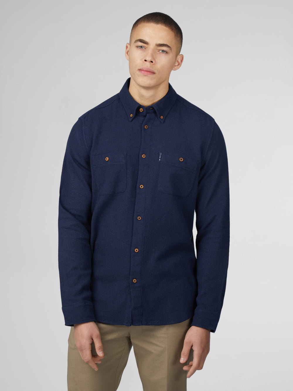 Ben Sherman Signature Boucle Shirts Navy | LUMQBKN-02