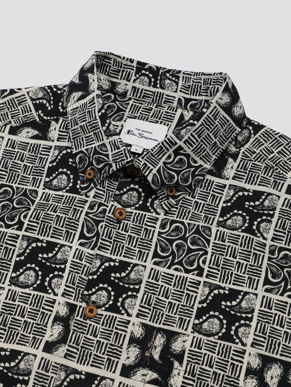 Ben Sherman Signature Checkerboard Paisley Print Shirts Black | ZUNQLDK-72