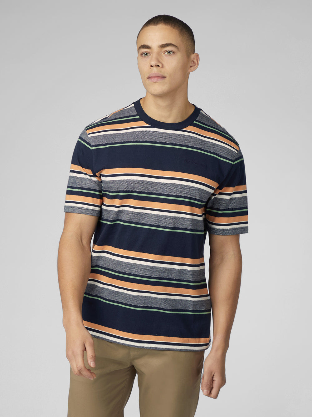 Ben Sherman Signature Engineered Stripe T-Shirt Navy | PQOKLCI-46