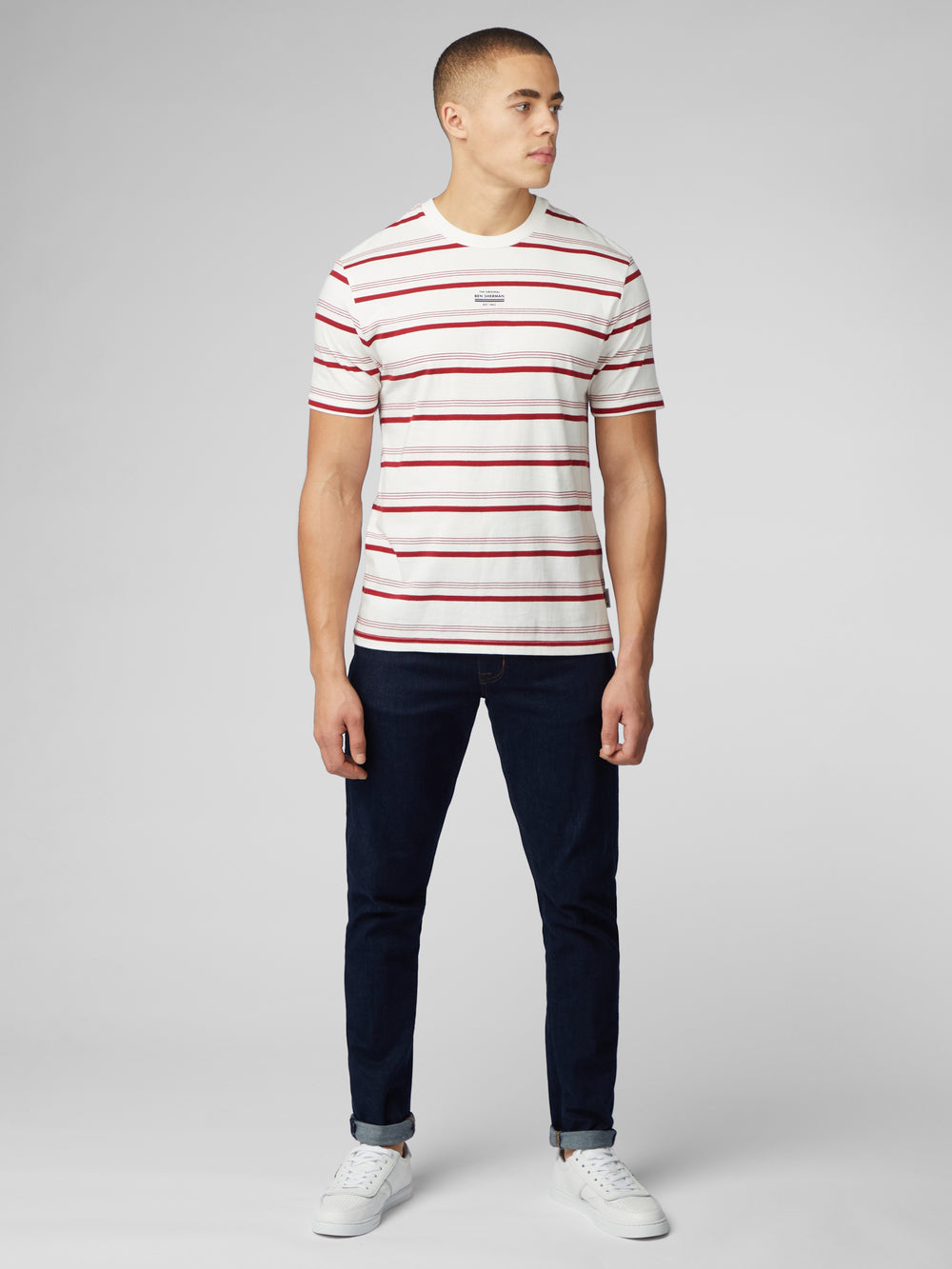 Ben Sherman Signature Fine Stripe T-Shirt White | ILNPJEA-01