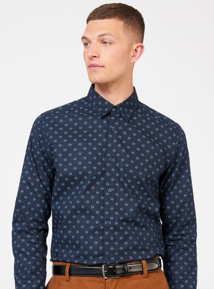 Ben Sherman Signature Geo Shirts Blue | VHDYPST-02