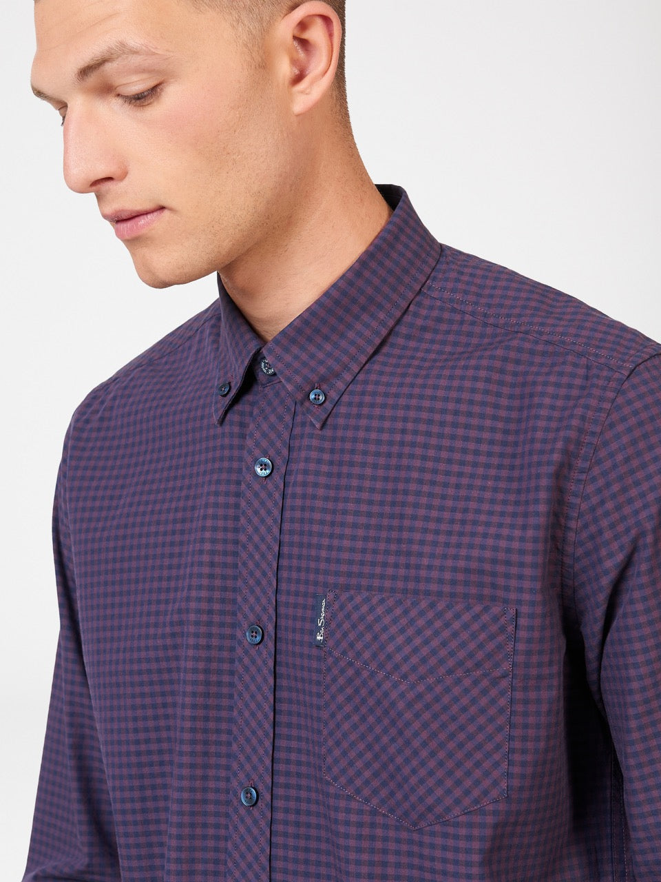 Ben Sherman Signature Gingham Long-Sleeve Shirts Purple | HRNLWBC-05