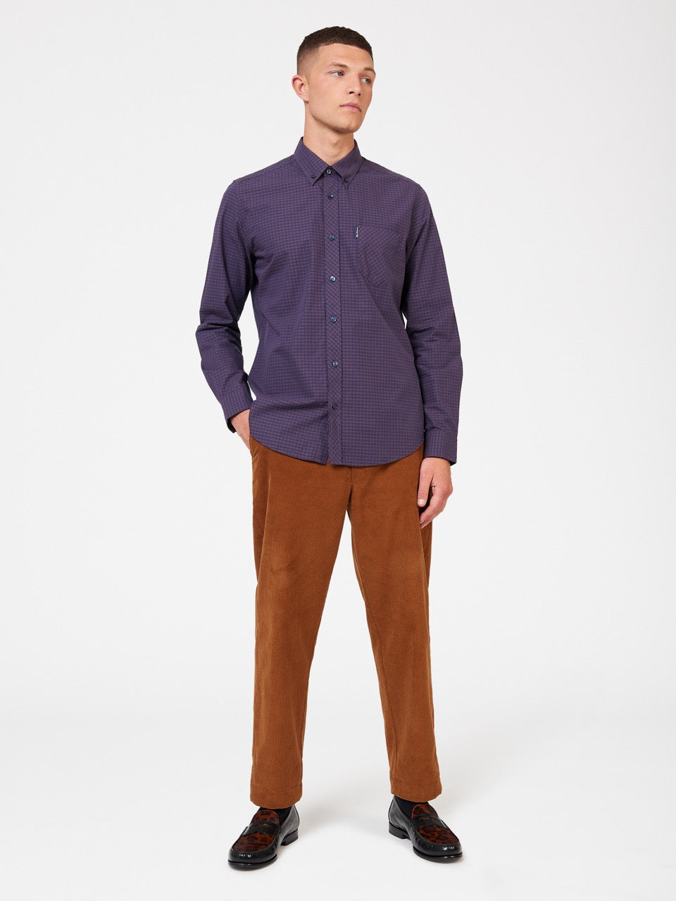 Ben Sherman Signature Gingham Long-Sleeve Shirts Purple | HRNLWBC-05