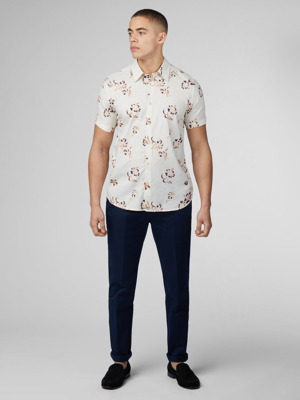 Ben Sherman Signature Linear Floral Shirts White | VIJPGXL-92