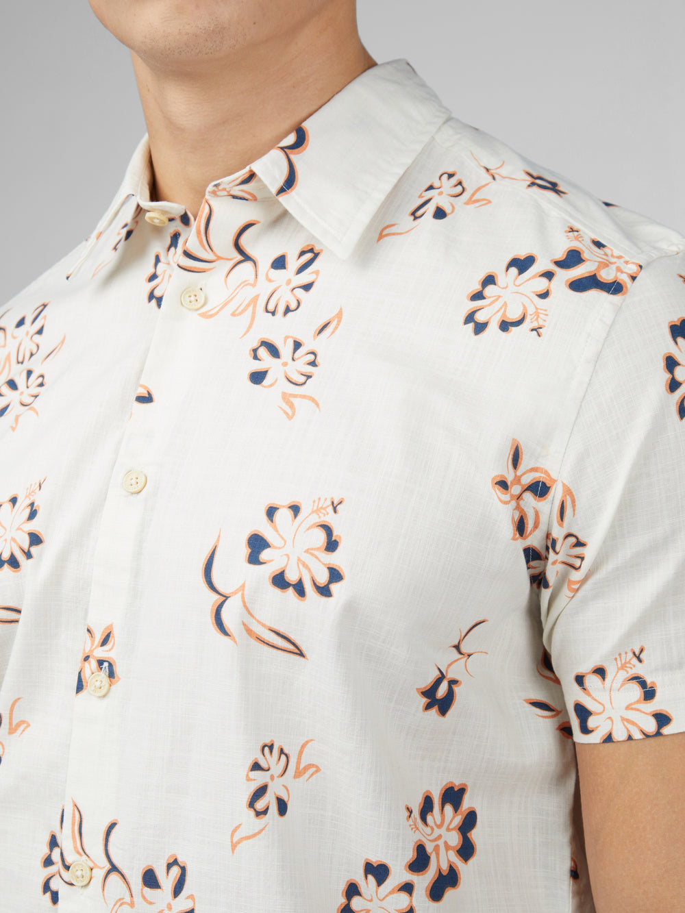 Ben Sherman Signature Linear Floral Shirts White | VIJPGXL-92