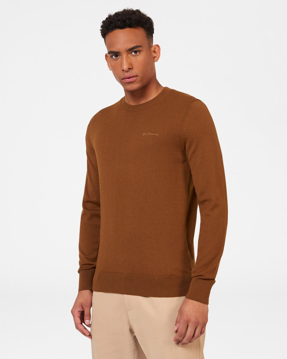 Ben Sherman Signature Merino Crewneck Knitwear Brown | VHNFTJL-96