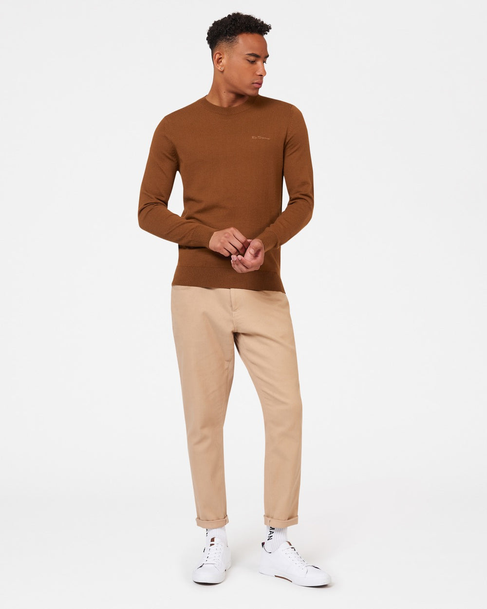 Ben Sherman Signature Merino Crewneck Knitwear Brown | VHNFTJL-96