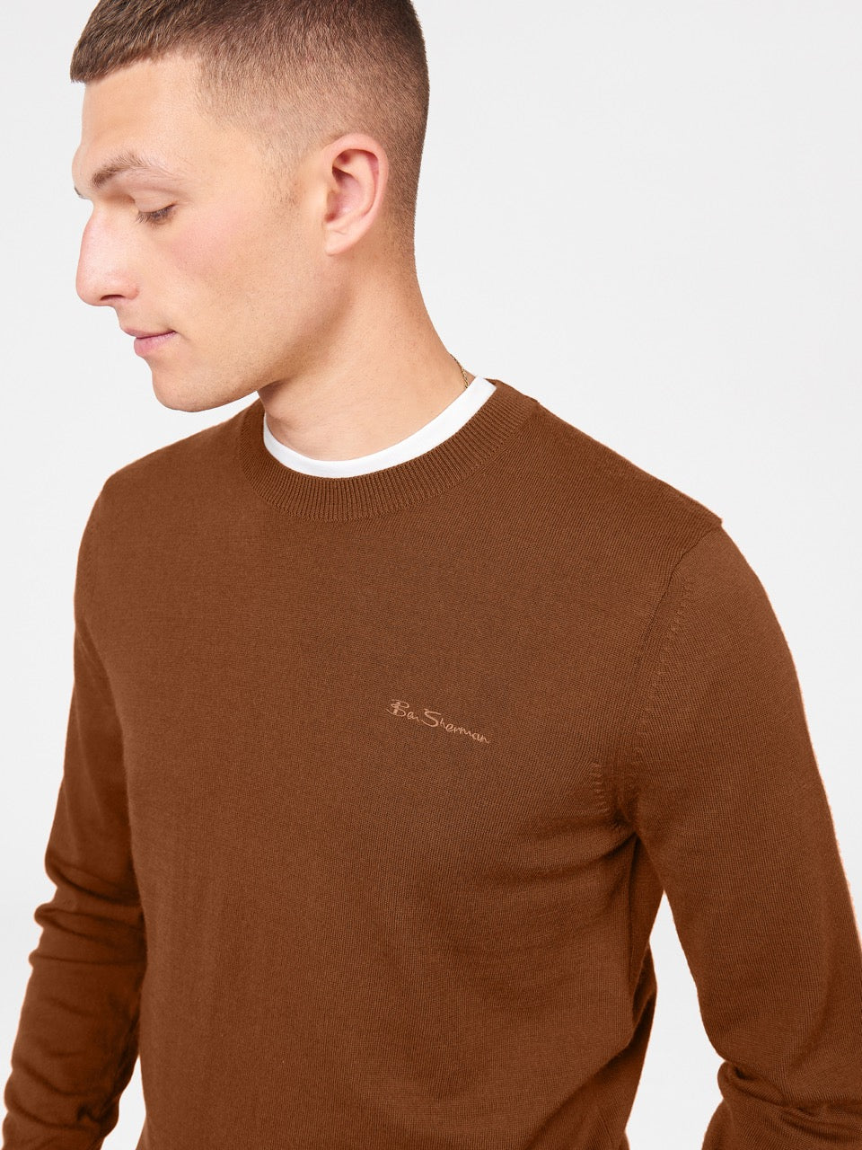 Ben Sherman Signature Merino Crewneck Knitwear Brown | VHNFTJL-96