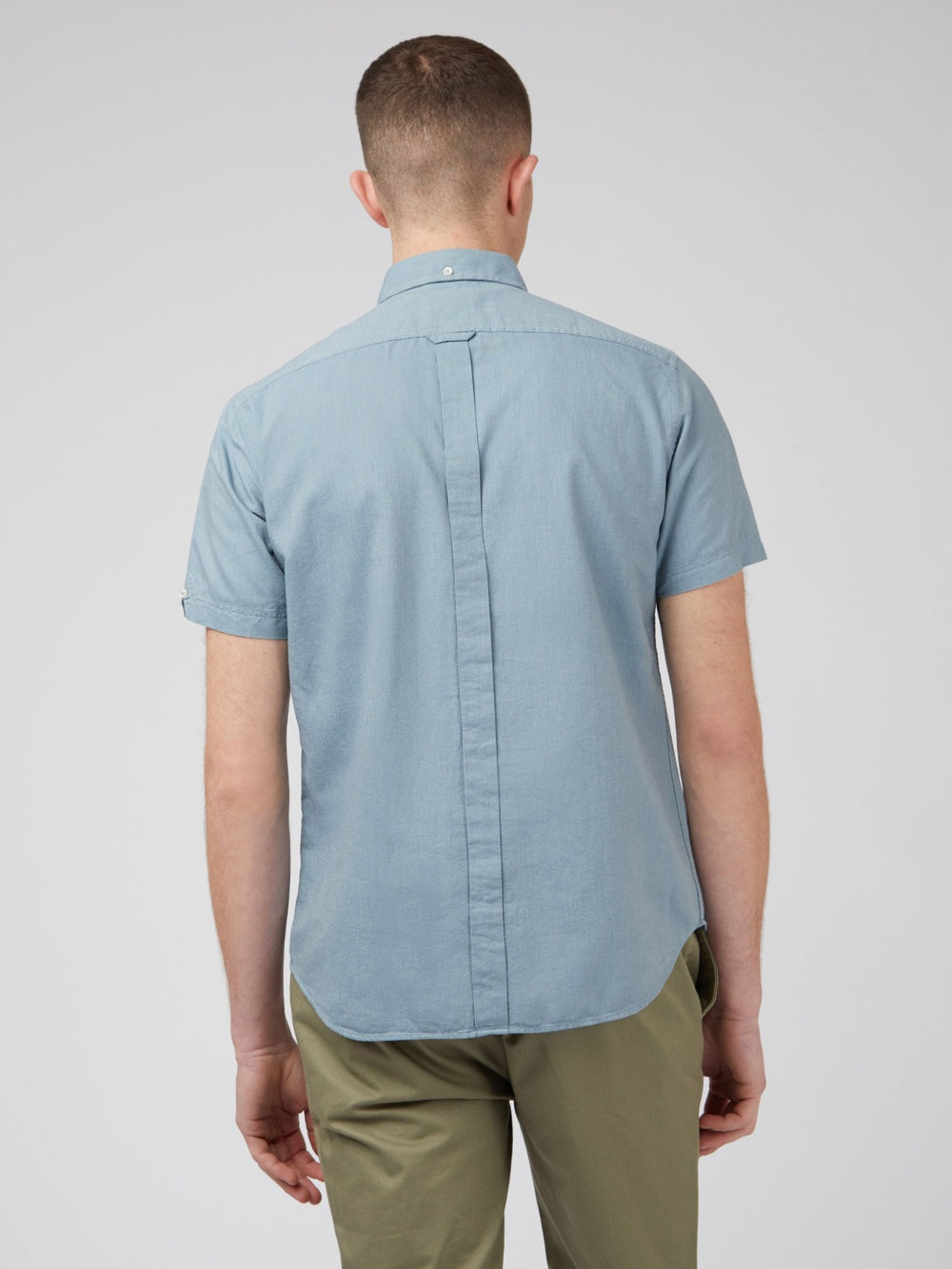 Ben Sherman Signature Organic Short-Sleeve Oxford Shadow Shirts Blue Grey | QRVEHXL-71