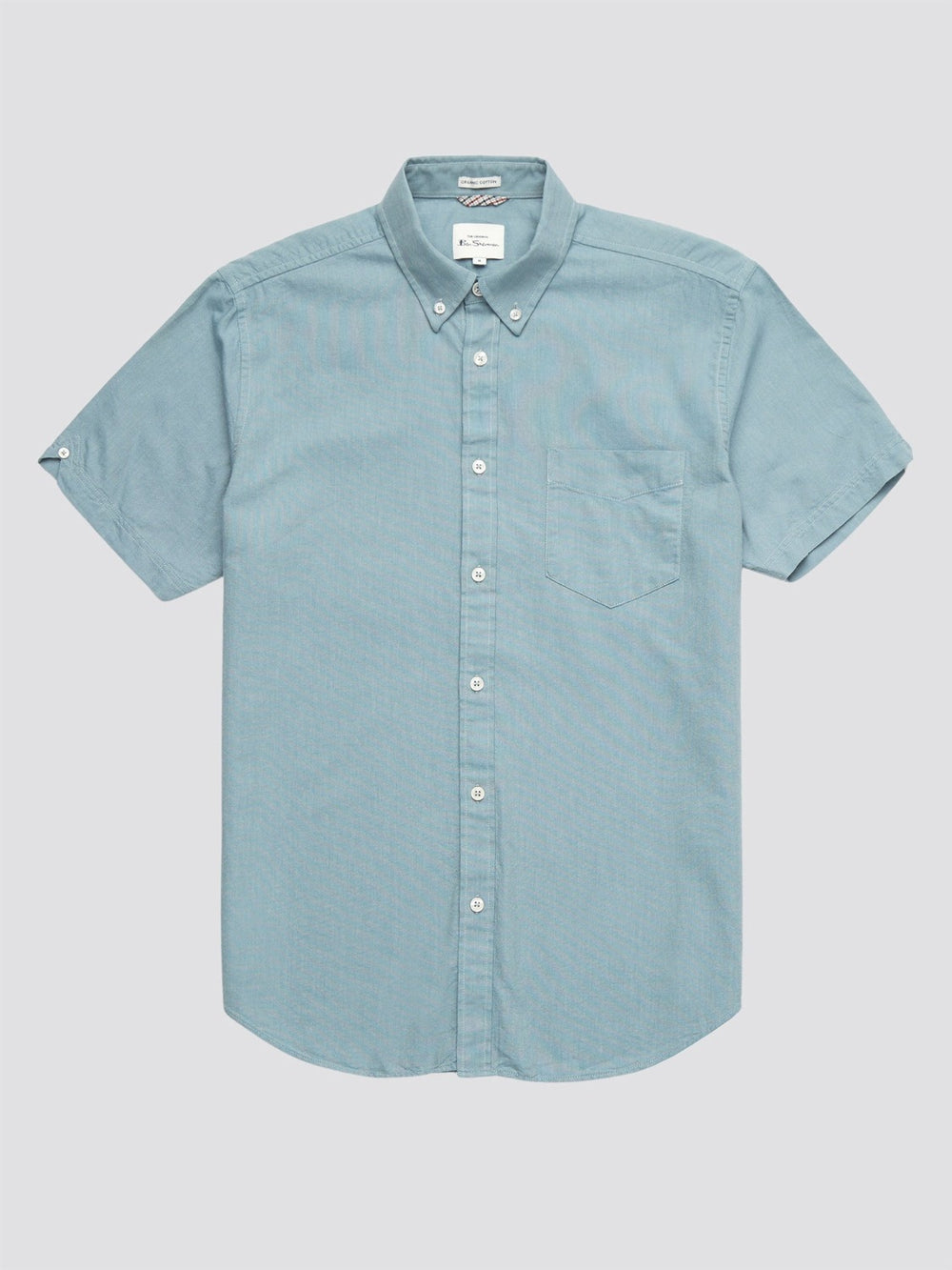 Ben Sherman Signature Organic Short-Sleeve Oxford Shadow Shirts Blue Grey | QRVEHXL-71