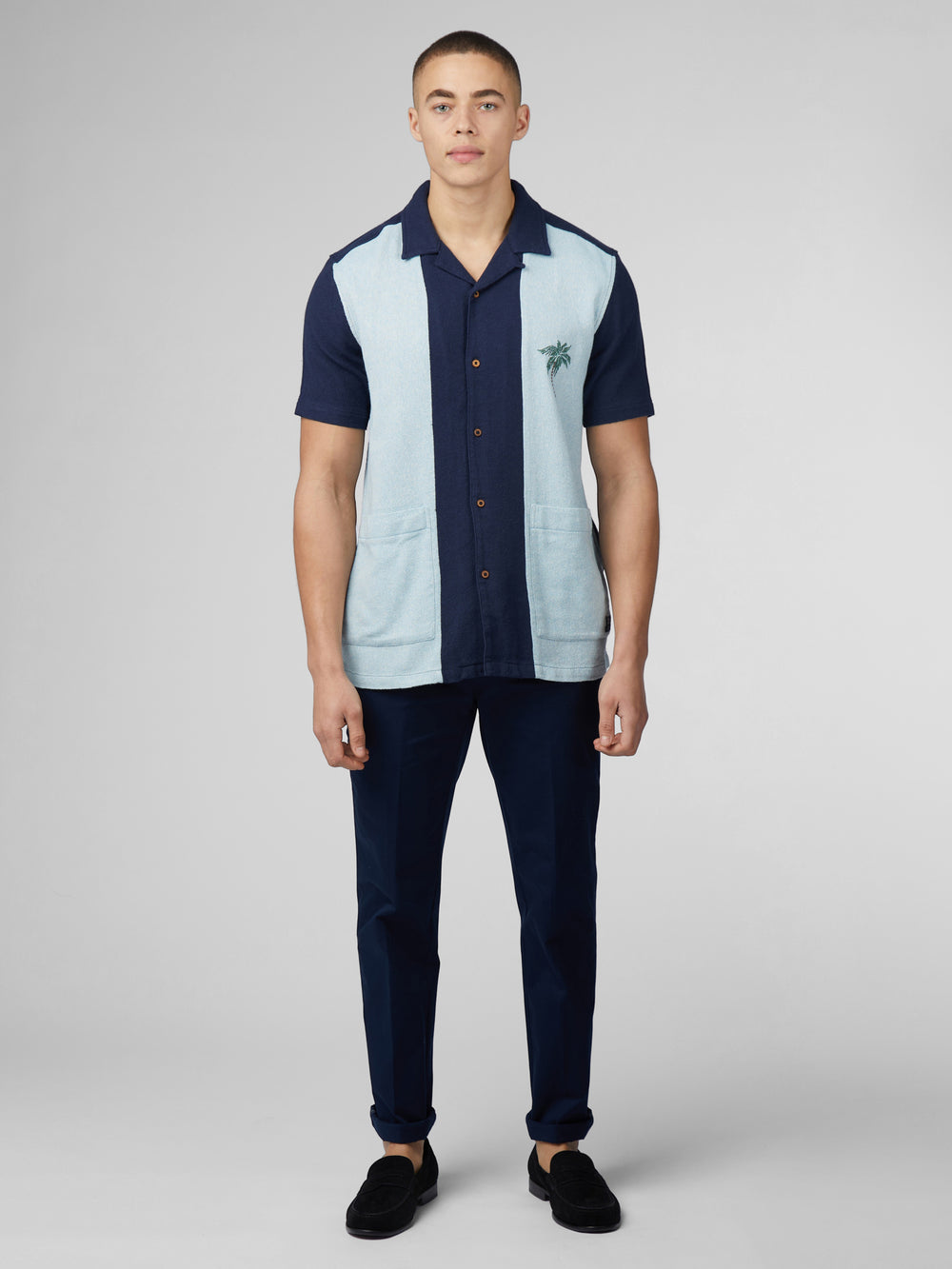 Ben Sherman Signature Recycled Boucle Resort Shirts Navy | VHFSQAN-40