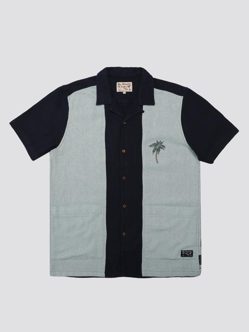 Ben Sherman Signature Recycled Boucle Resort Shirts Navy | VHFSQAN-40