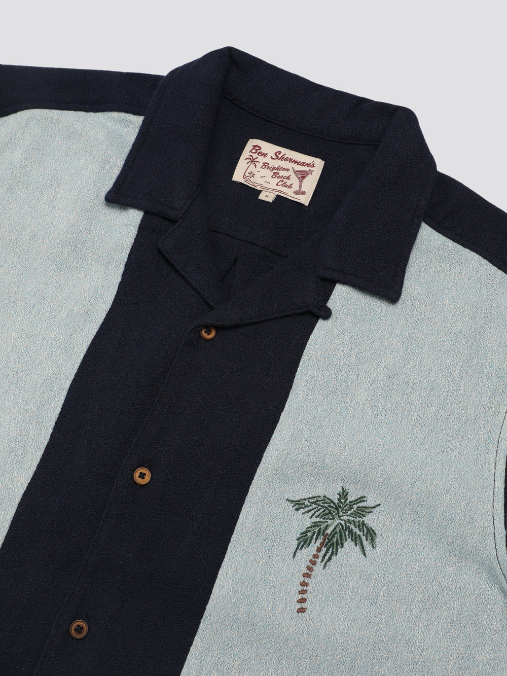 Ben Sherman Signature Recycled Boucle Resort Shirts Navy | VHFSQAN-40