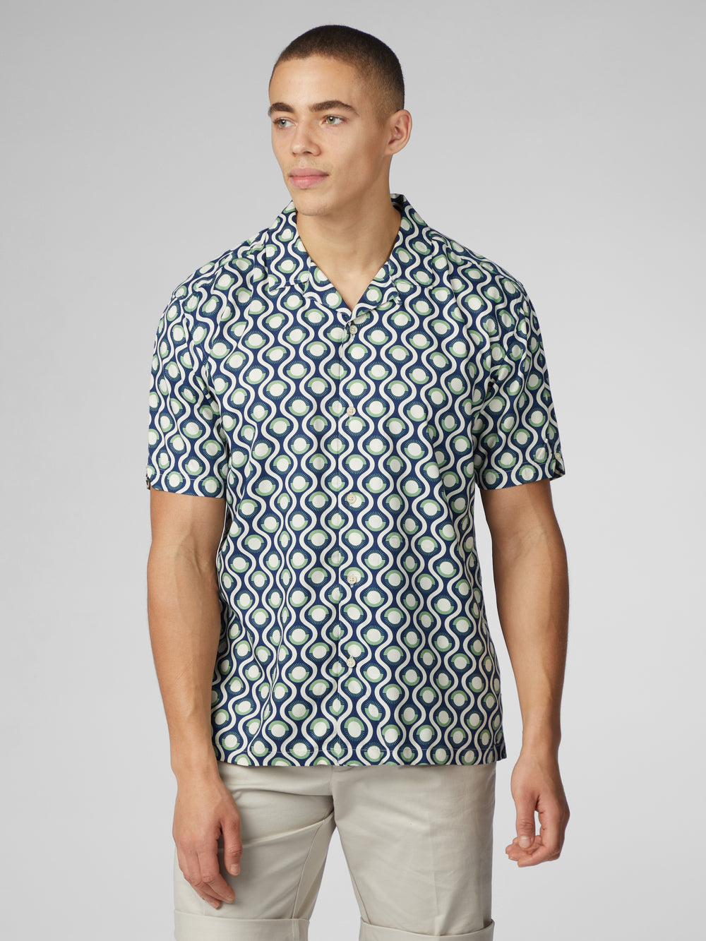 Ben Sherman Signature Retro Geo Shirts Green | ZVHCWBA-27