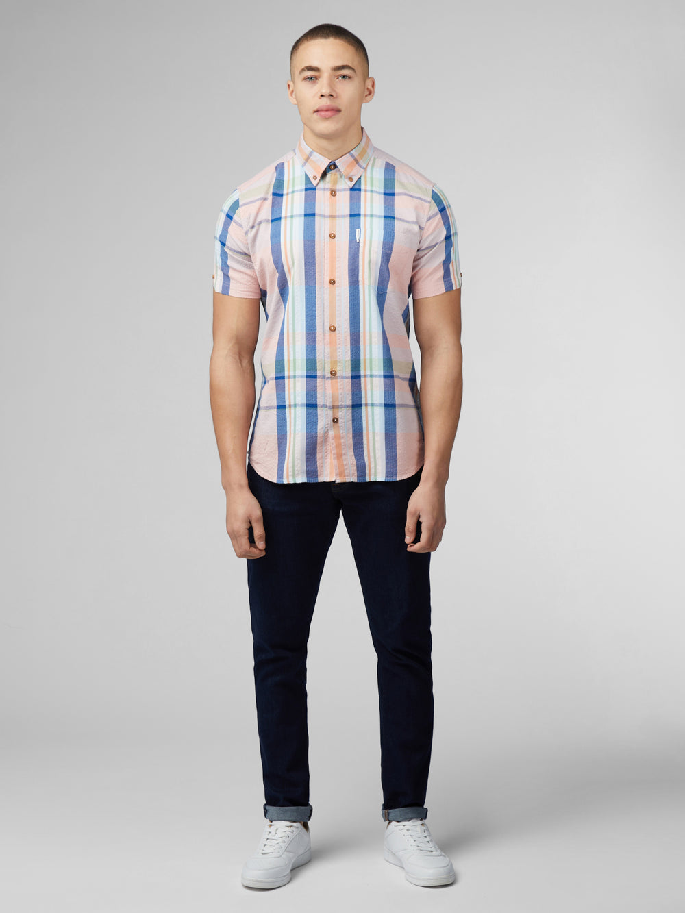 Ben Sherman Signature Seersucker Check Shirts Pink | HPWCFBA-98