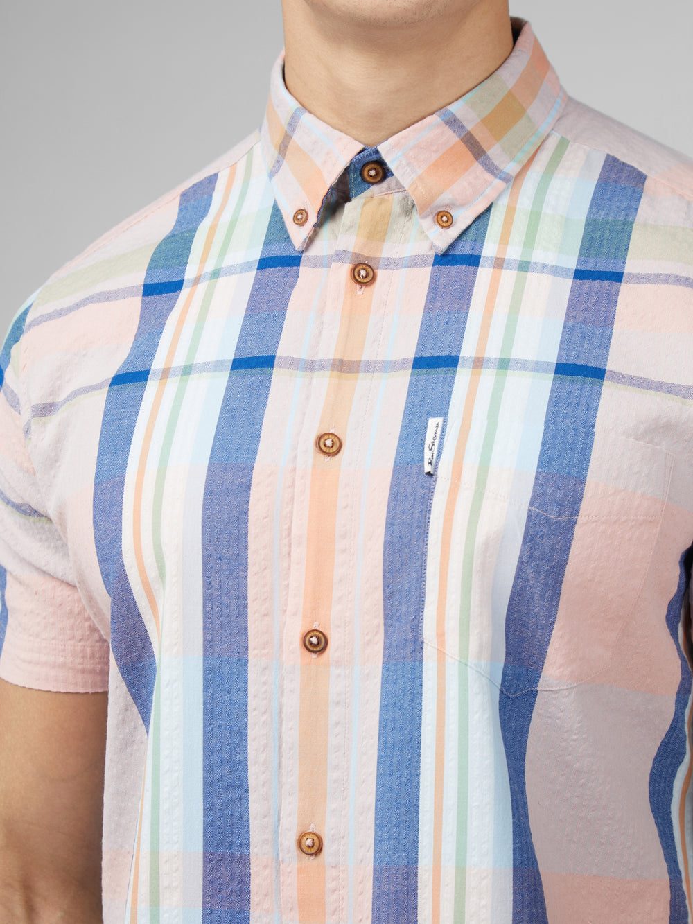 Ben Sherman Signature Seersucker Check Shirts Pink | HPWCFBA-98