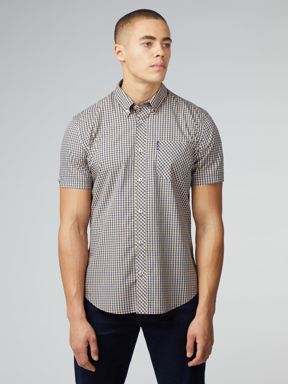 Ben Sherman Signature Short Sleeve Gingham Shirts Copper Orange | ZTMOKUX-57