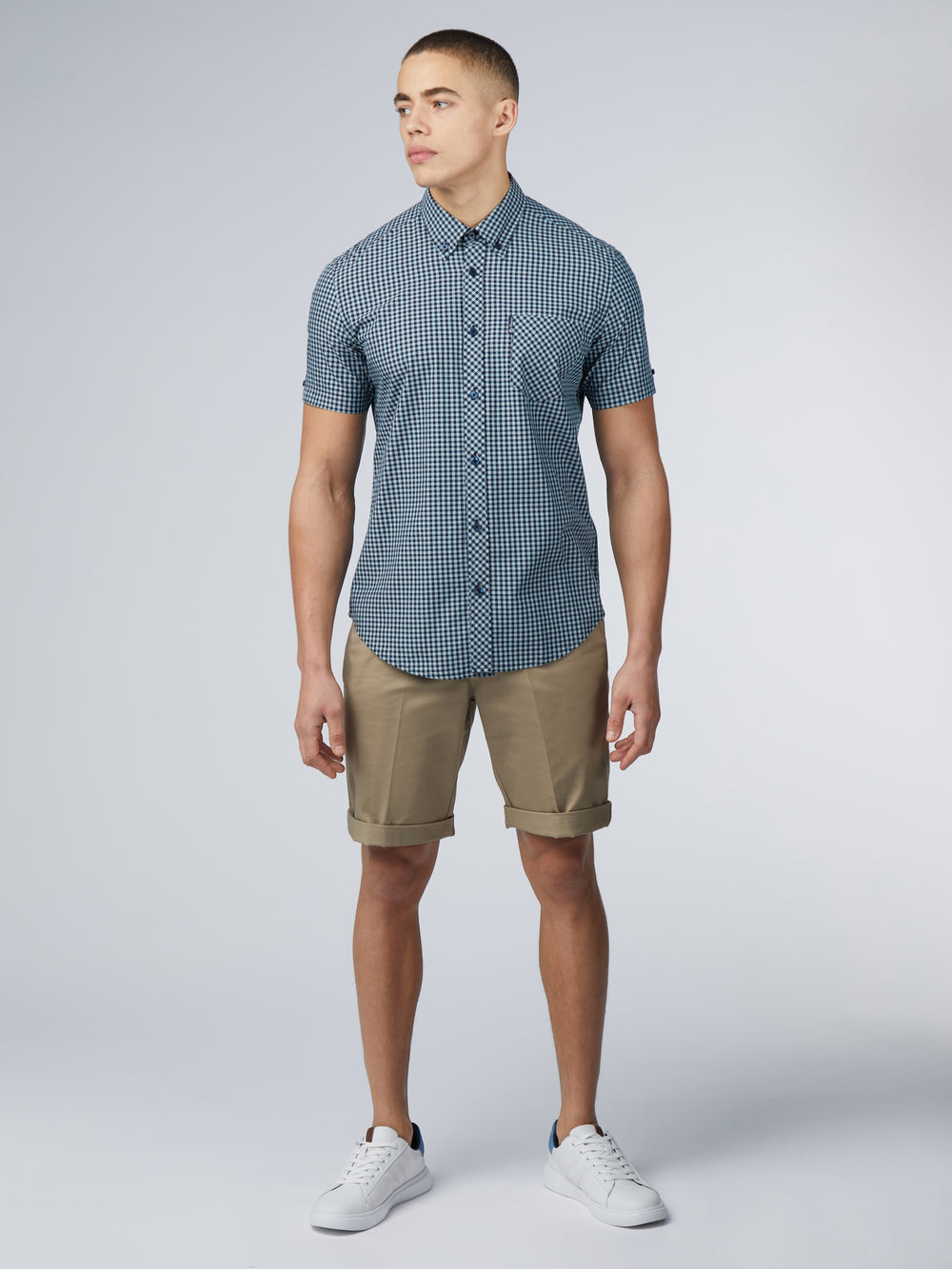 Ben Sherman Signature Short Sleeve Gingham Shirts Blue | HSQGRZW-57