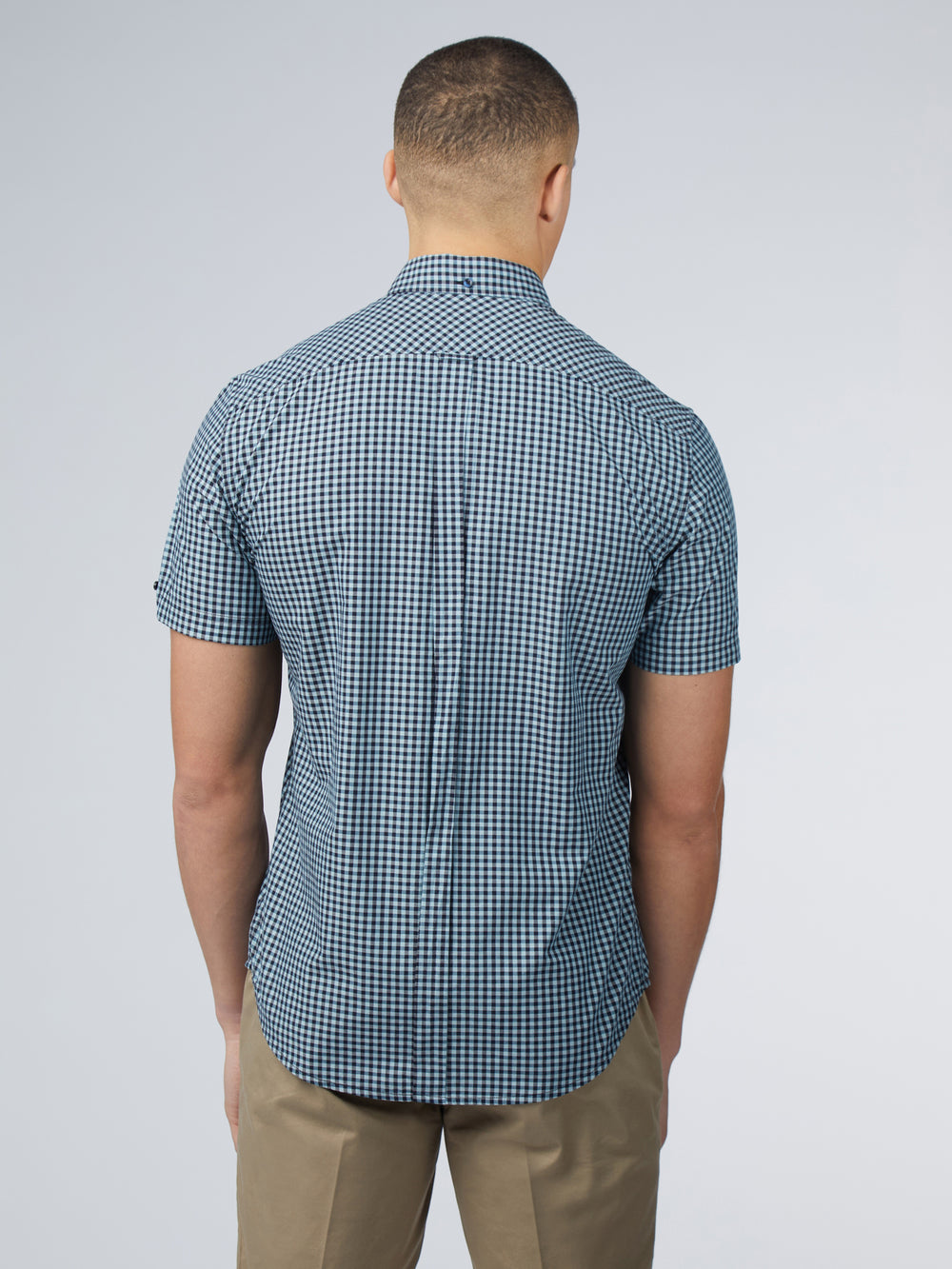 Ben Sherman Signature Short Sleeve Gingham Shirts Blue | HSQGRZW-57