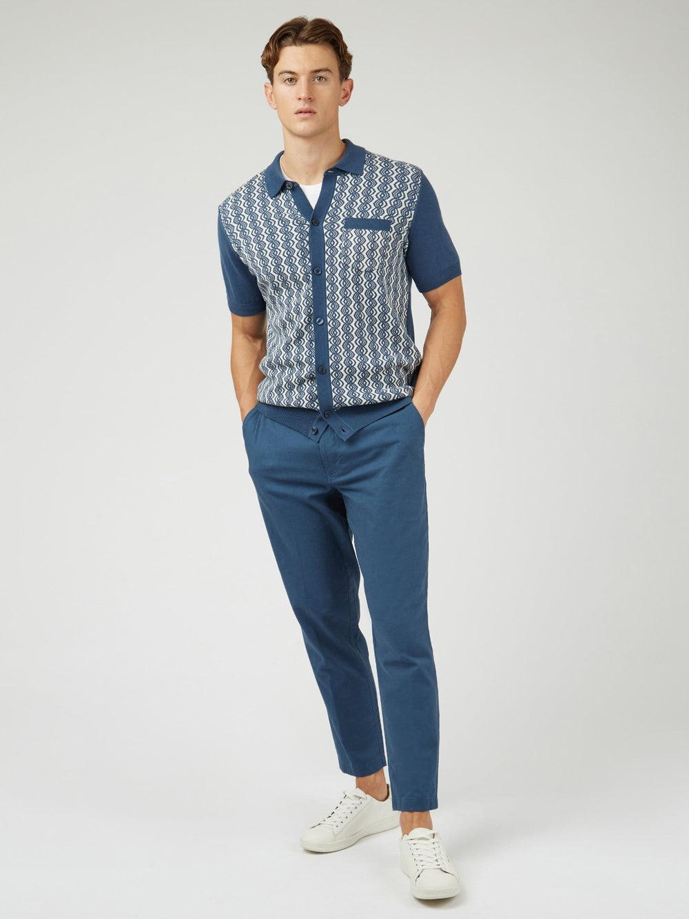 Ben Sherman Signature Slim Taper Linen Pants Blue | TEQHULA-86