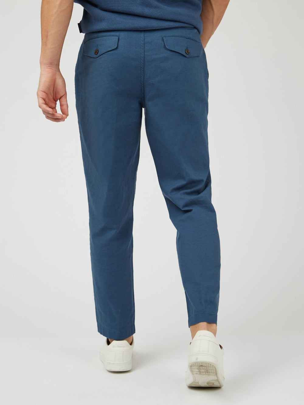 Ben Sherman Signature Slim Taper Linen Pants Blue | TEQHULA-86