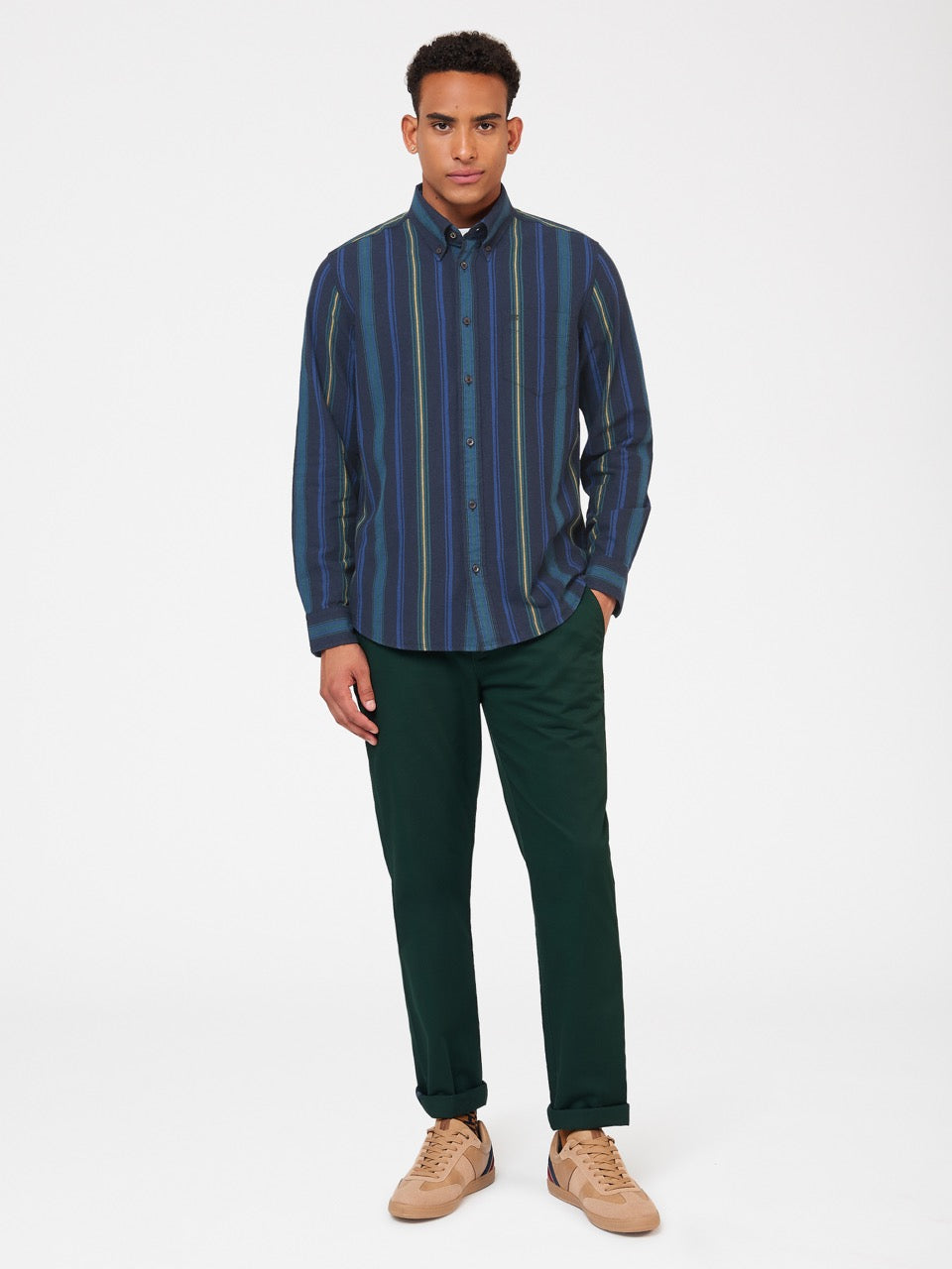 Ben Sherman Signature Striped Oxford Shirts Green | LXTBNZO-70