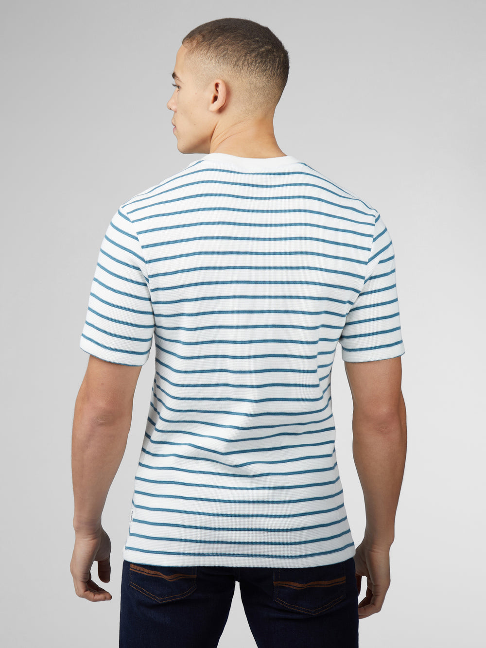 Ben Sherman Signature Waffle Stripe T-Shirt White | GDMCFBJ-37