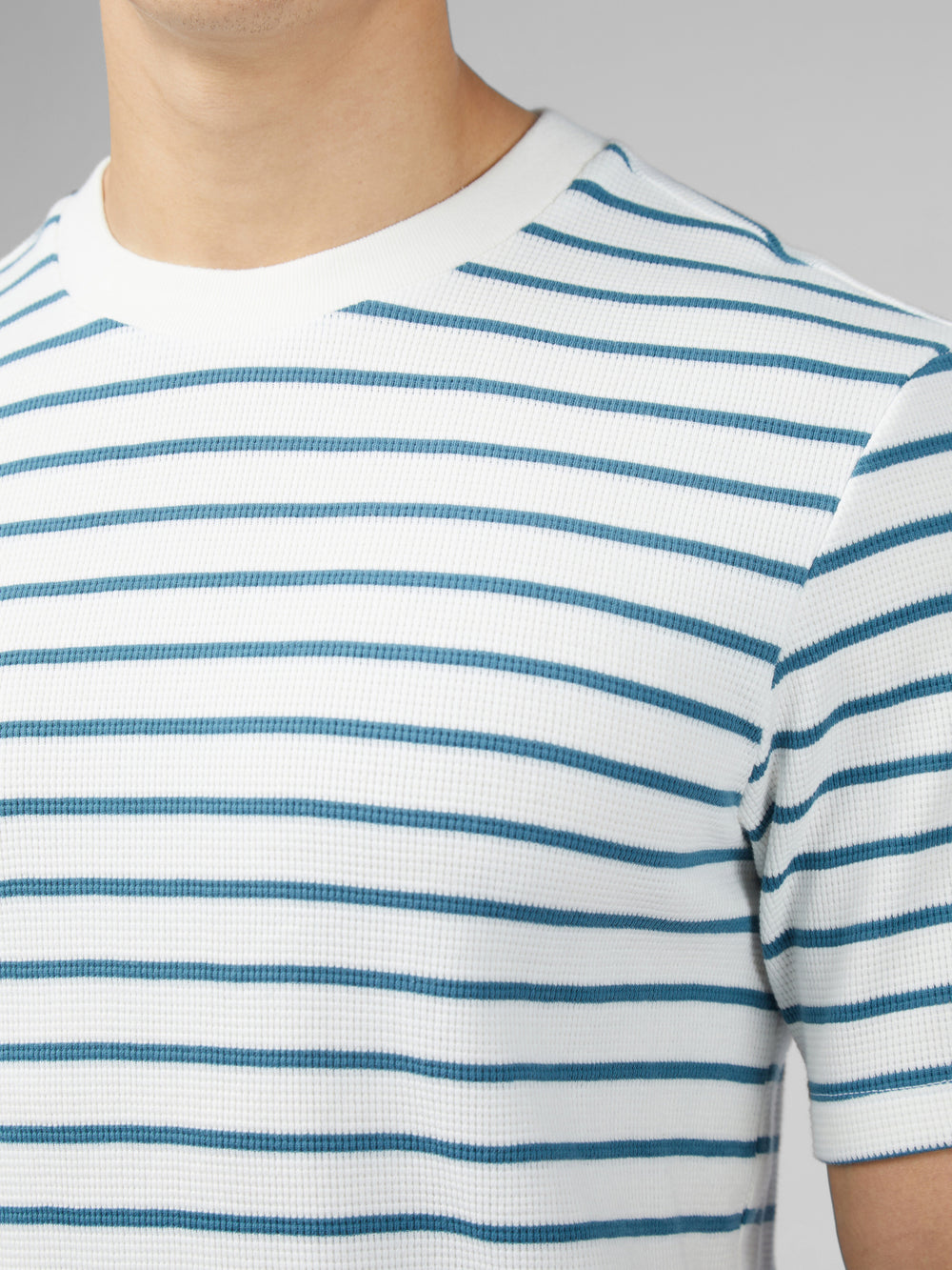 Ben Sherman Signature Waffle Stripe T-Shirt White | GDMCFBJ-37