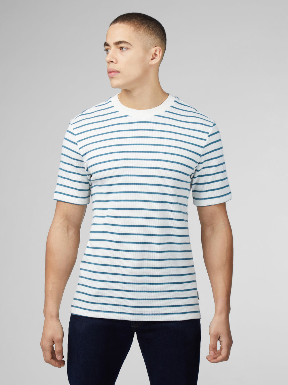 Ben Sherman Signature Waffle Stripe T-Shirt White | GDMCFBJ-37