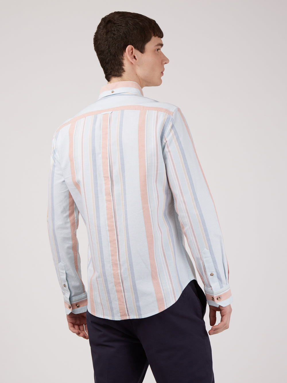 Ben Sherman The Oxford Ivy Stripe Long-Sleeve Shirts Blue | RMGWCOU-96