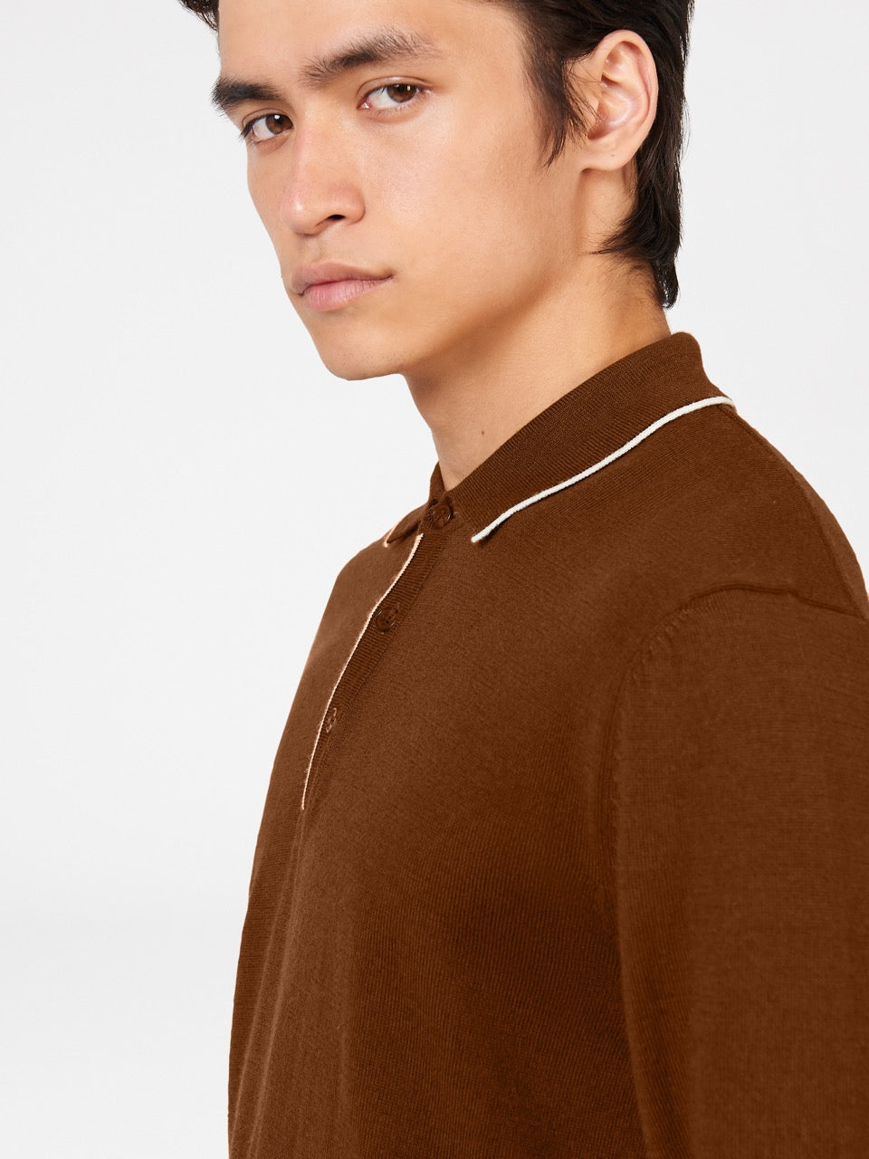 Ben Sherman Tipped Merino Polo Neck Sweaters Brown | DYKCTZS-81