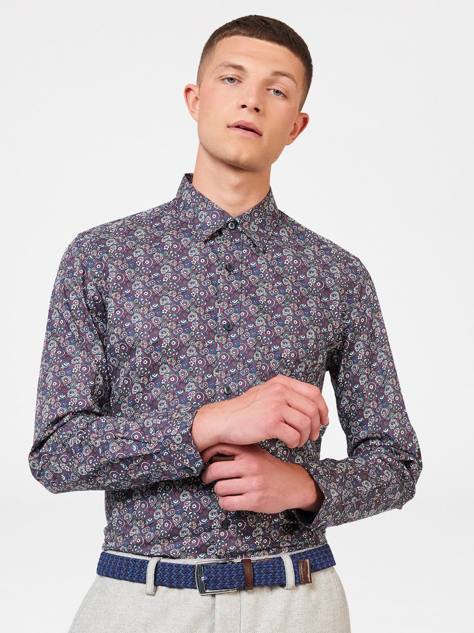 Ben Sherman Winter Floral Shirts Purple | QMDIBWL-17