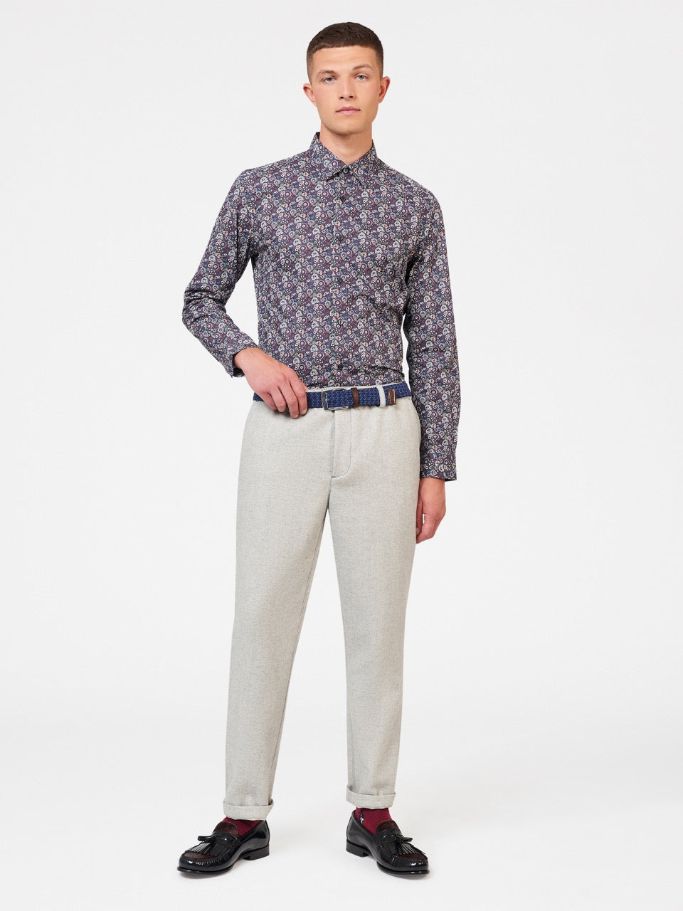 Ben Sherman Winter Floral Shirts Purple | QMDIBWL-17